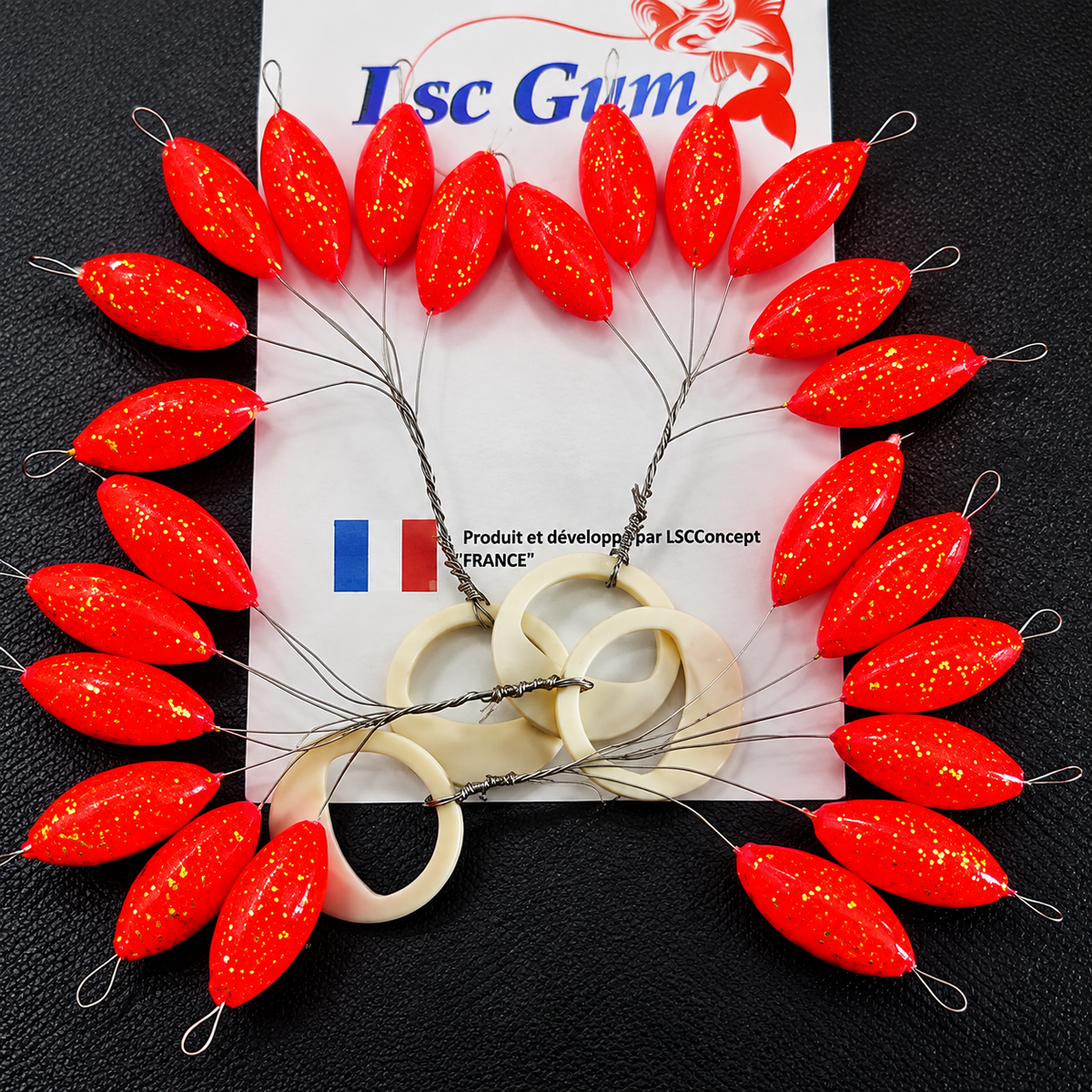 Perles flottantes rouge pailleté