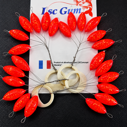 Perles flottantes rouge pailleté